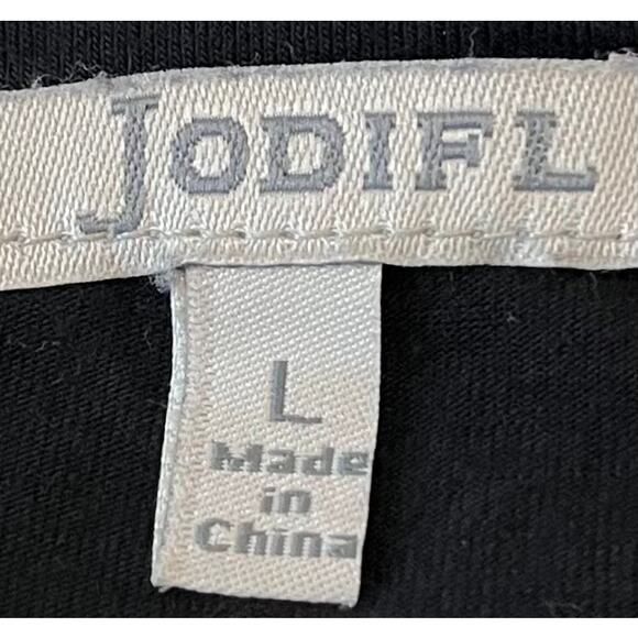 JODIFL LONG SLEEVE PULL-OVER KNIT TOP, WOMENS, L, BLACK WITH MULTICOLOR SEQUENCE - Picture 9 of 11